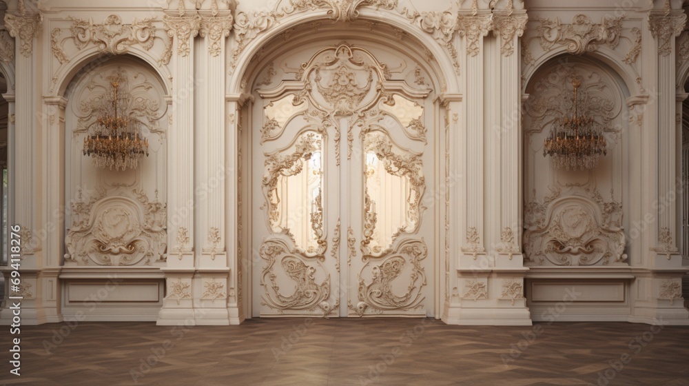 A grand entryway, its Passover door embellished with delicate carvings, hinting at the richness of tradition within