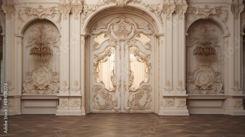 A grand entryway, its Passover door embellished with delicate carvings, hinting at the richness of tradition within © ra0