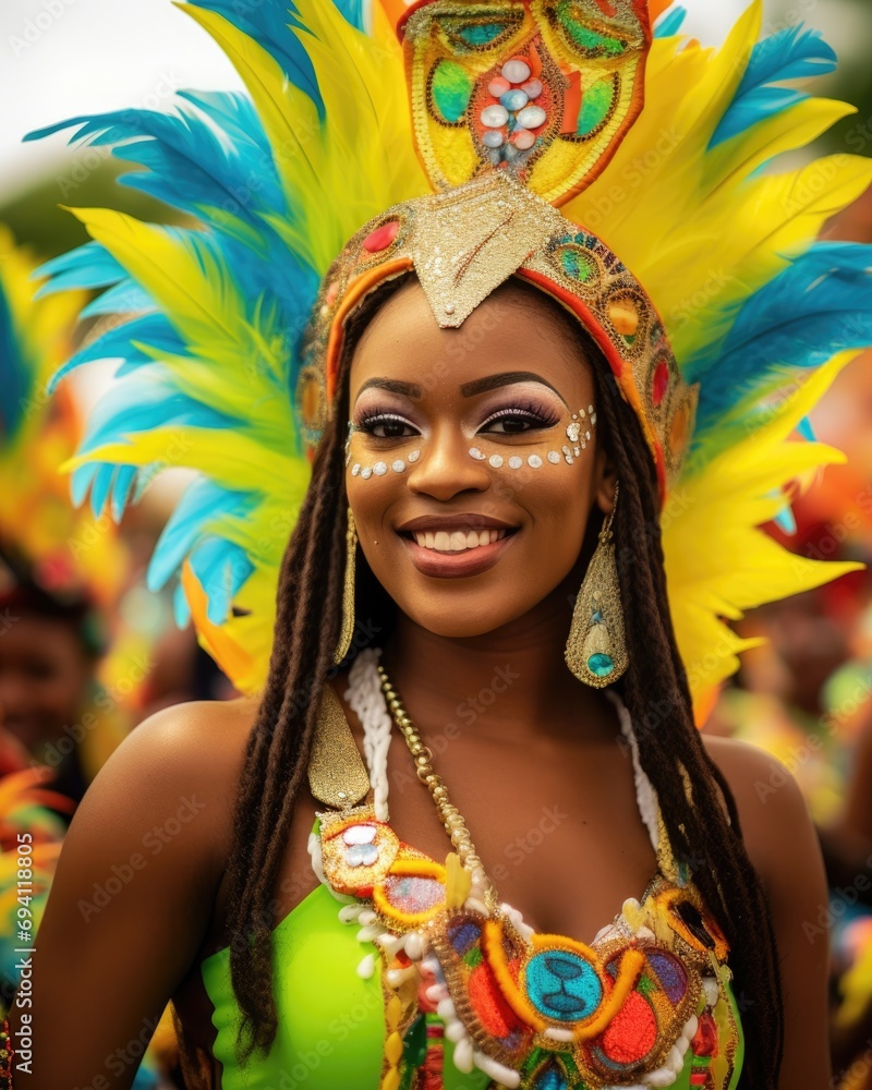 Carnival participant with a joyful expression. Carnival participant with a joyful expression.