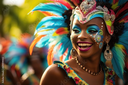 Woman in carnival costume with feathers and jewelry © InfiniteStudio