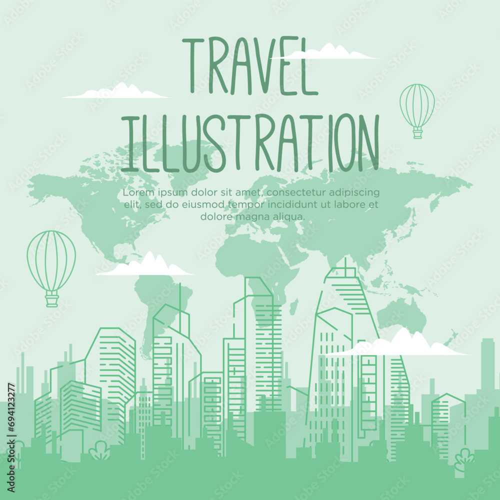 Fototapeta premium Flat background for vacation. Vector illustration