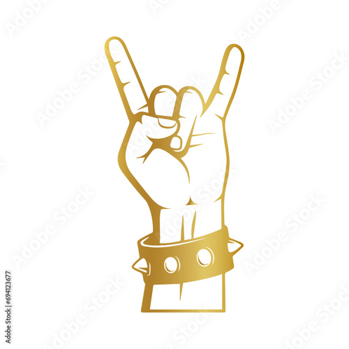 gold hand rock icon