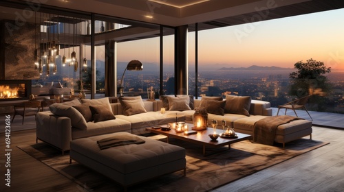 Luxurious Modern Room, Elegant View - AI Generated © ArquitecAi