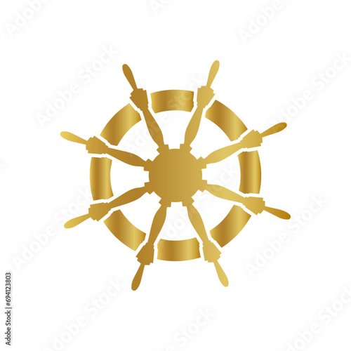 golden ship wheel silhouette