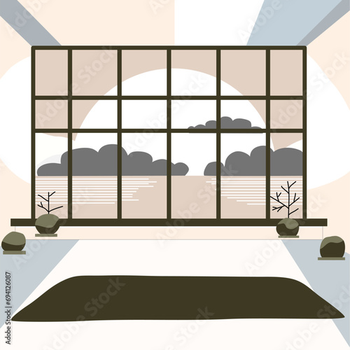 Modern yoga studio with window