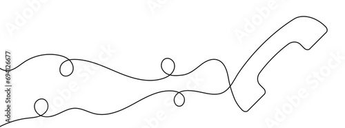 Continuous editable line drawing of handset. Single line sun hat icon.