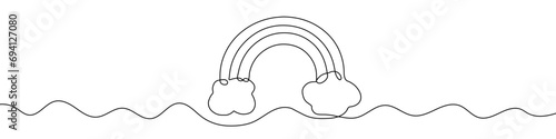 Continuous editable line drawing of rainbow. Single line rainbow icon.