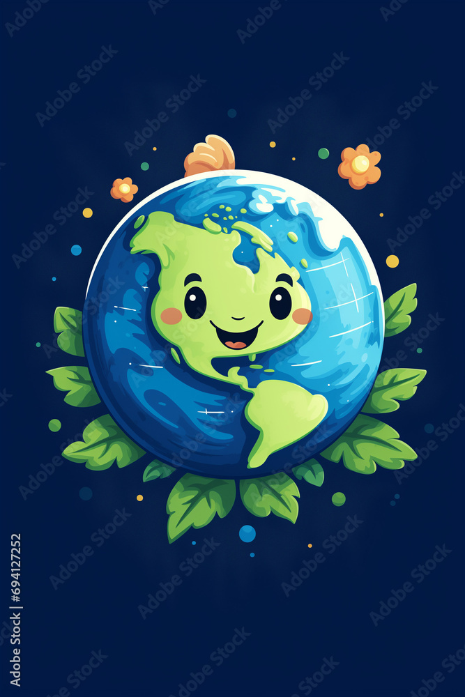 cute Illustration of the planet earth struggling because of climate change cute Illustration of the planet earth struggling because of climate change