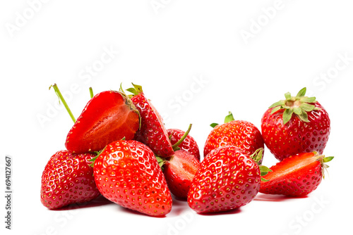 Fresh red strawberries on a white background, background with strawberries