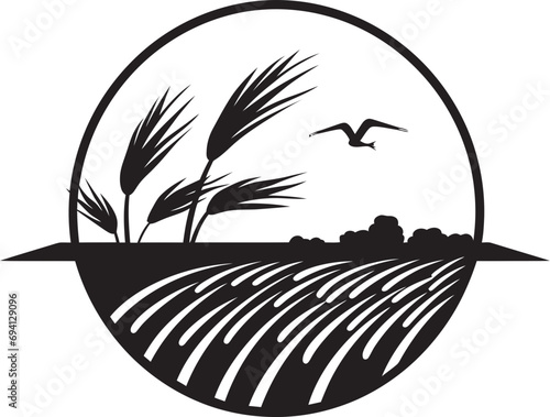 Abundant Acres Vector Logo Design Rice Field Reverie Iconic Emblem Design