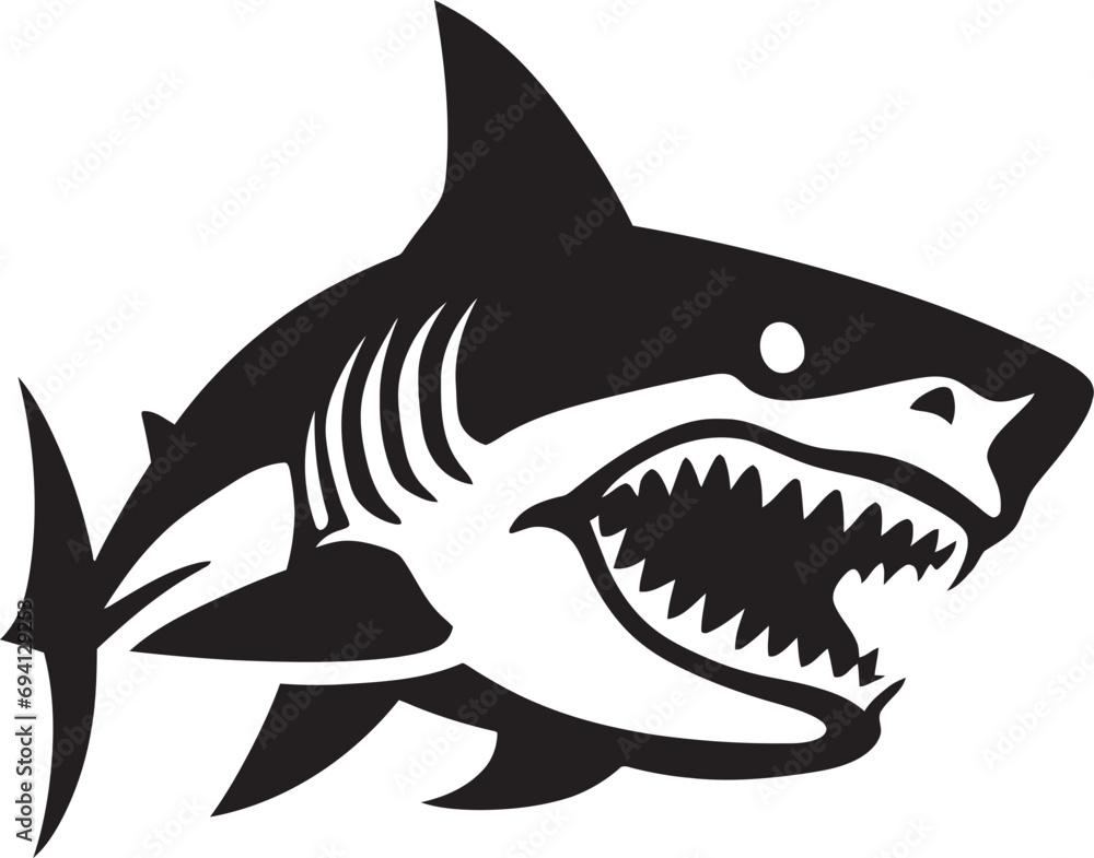 Fototapeta premium Aquatic Dominance Iconic Shark Vector Oceanic Majesty Logo Vector Design