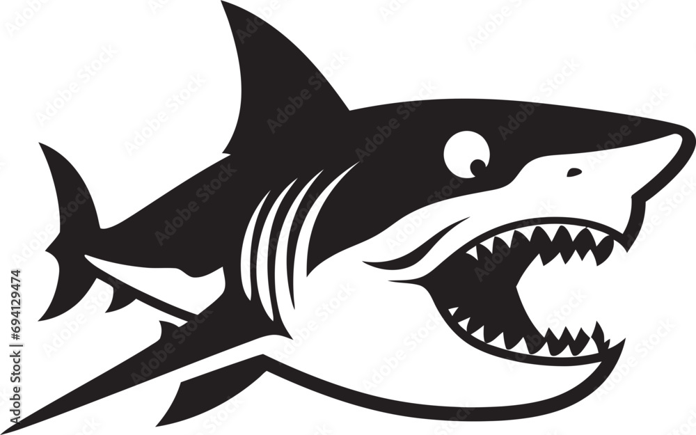 Fototapeta premium Oceanic Apex Unveiled Iconic Emblem Design Savage Shark Silhouette Revealed Vector Logo Design