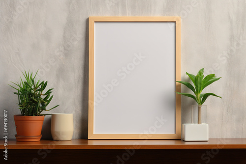 Mockup quadro e fiori photo