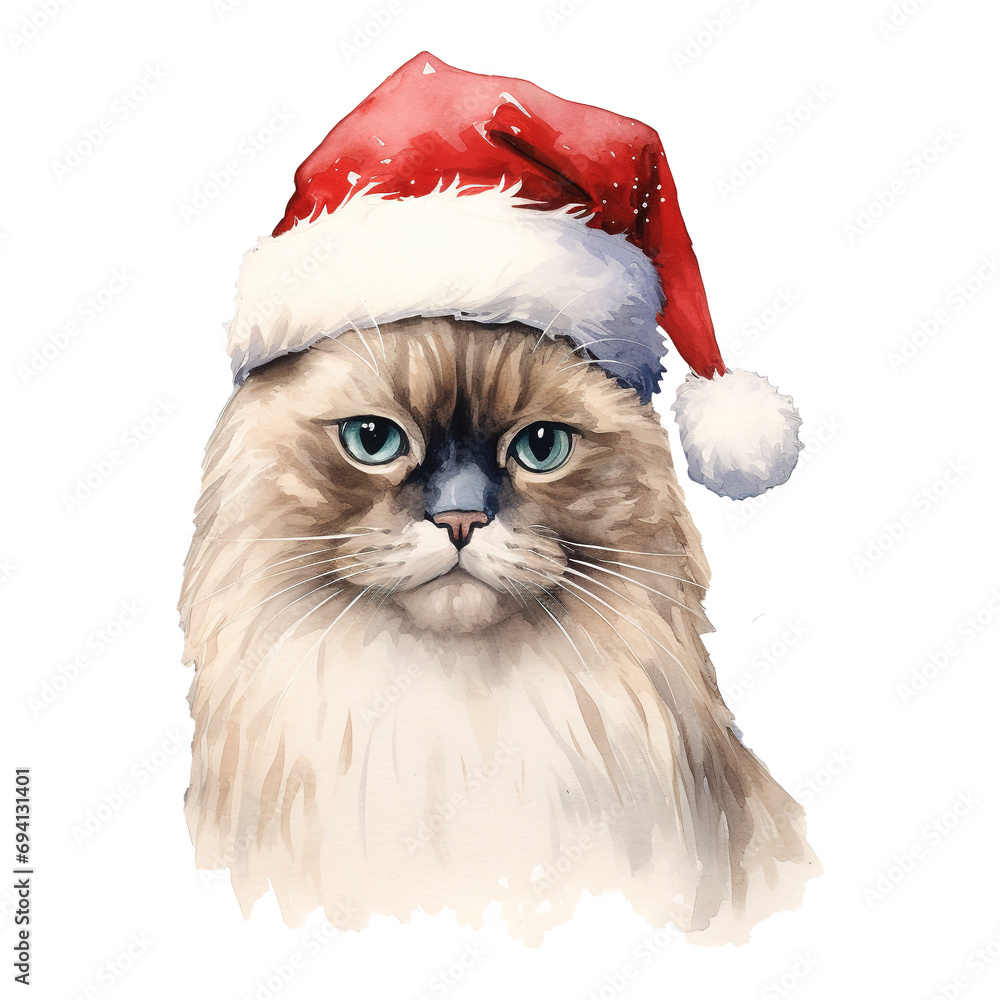 Birman wearing a santa hat Birman wearing a santa hat