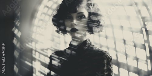 Noir-Inspired Portrait with Geometric Shadows