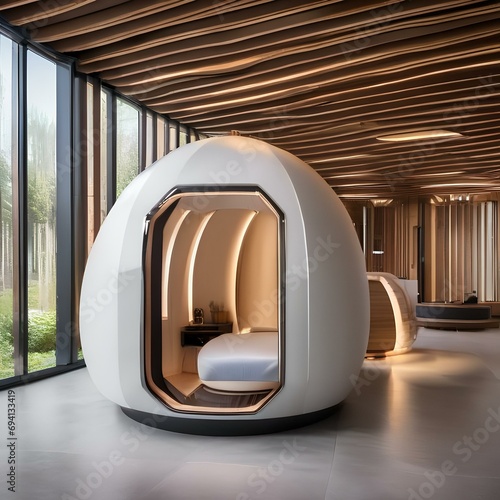 A wellness center with cutting-edge biofeedback meditation pods and rejuvenation technology2 photo