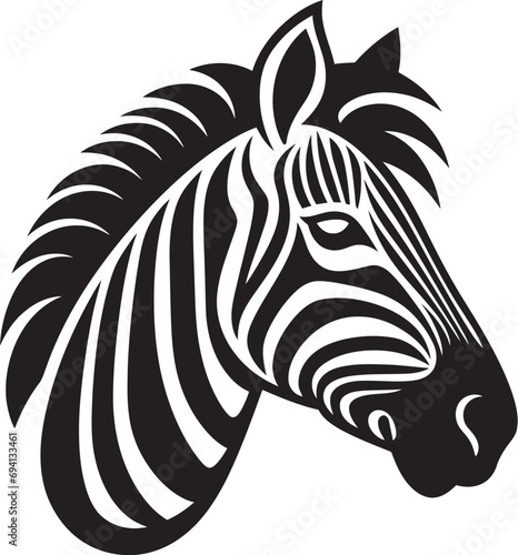 Fototapeta Naklejka Na Ścianę i Meble -  Monochrome Gallop Zebra Logo Icon Savannah Spirit Vector Zebra Mark