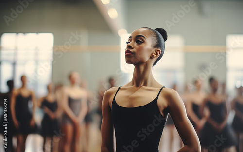 Young black woman ballerina in dance studio - ballet and dancer concept © Malchevska Studio