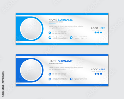 Corporate Email signature template or email footer and personal social media cover templates and minimalist email signature or email footer template modern layout