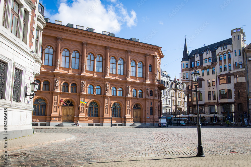 Obraz premium Historic buildings in old town of Riga, Latvia in the Baltic States