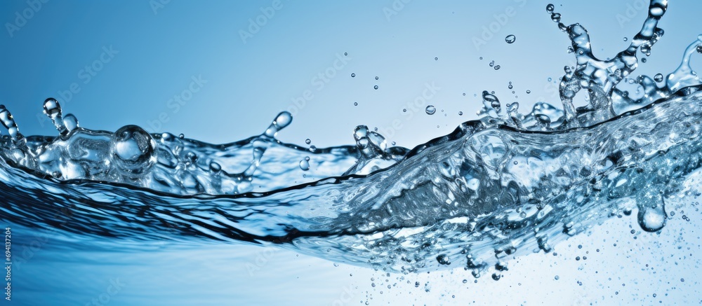 Clean drinking water produced by a wave with bubbles in blue. Clean drinking water produced by a wave with bubbles in blue.