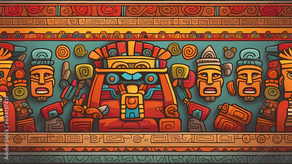 Obraz premium Cartoon Aztec