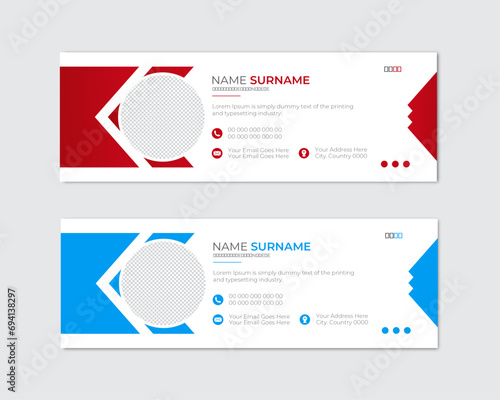 Corporate Email signature template or email footer and personal social media cover templates and minimalist email signature or email footer template modern layout