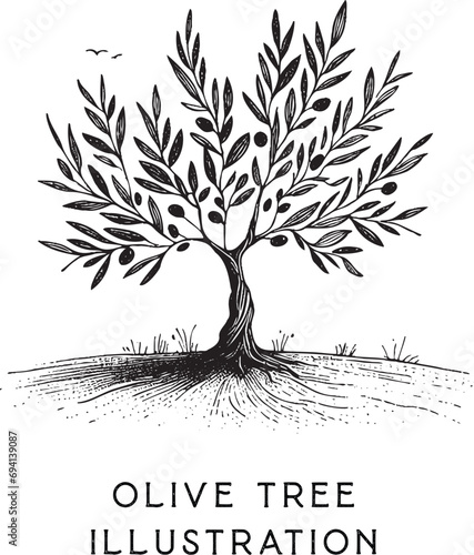Handdrawn Olive tree illustration