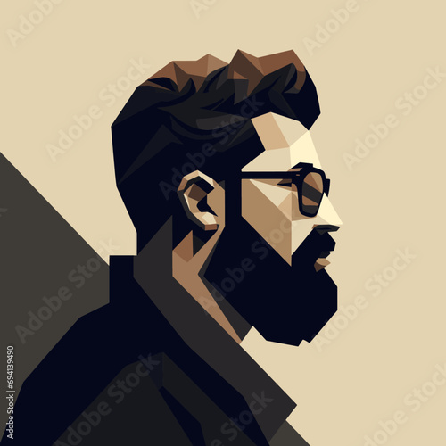 Guy with beard avatar flat vector design