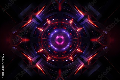 neon red and purple geometric shape on dark background