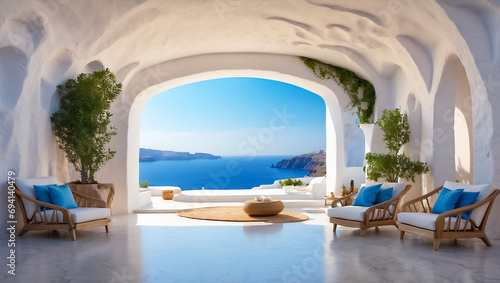 Beautiful area travel the balcony, sea view, Santorini Greece