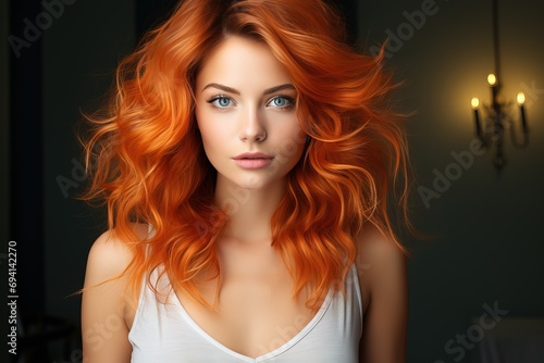 Portrait of a fiery red-haired young woman