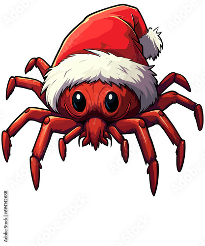 Spinne mit Weihnachtsmütze ohne Hintergrund, Weihnachtsspinne