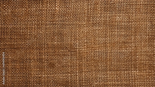 Brown Burlap Fabric Texture. Close-Up View of Woven Jute Material for Retro Style Background with Dark and Rural Feel photo