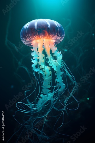 jellyfish in the dark underwater image © haallArt
