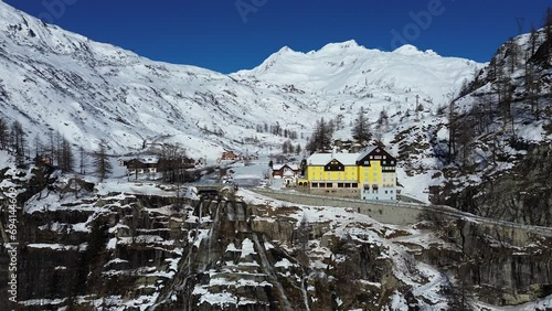 Landscape of Toce waterfall in the Italian Alps
