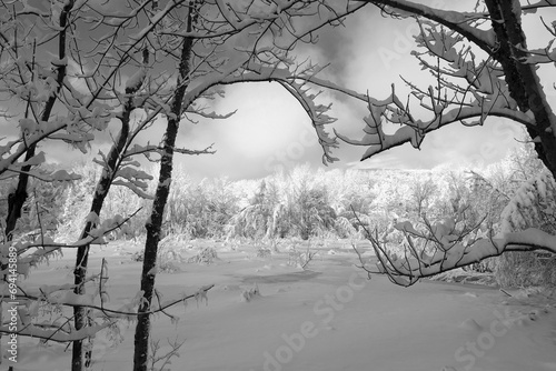Winter landscape Bromont Shefford Quebec Canada photo
