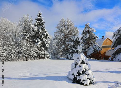 Winter landscape Bromont Shefford Quebec Canada photo