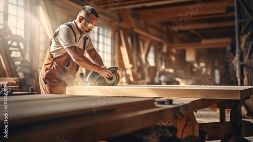 carpenter cutting wood