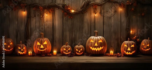 Charming Halloween Pumpkin Display with Candles photo