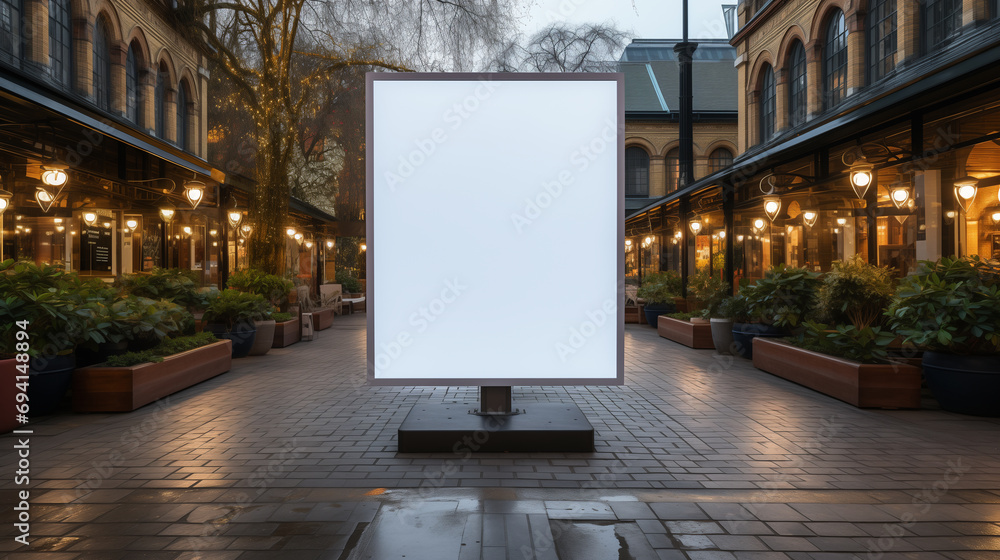 Blank billboard screen in a public place.A large outdoor advertising structure.Can be used for news, video, opinion, reviews, events, ads.
