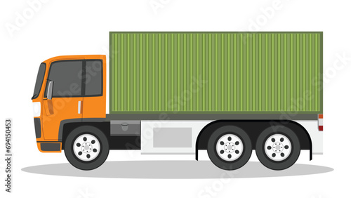 Vector or Illustration of cartoon container truck car. on isolated white background.