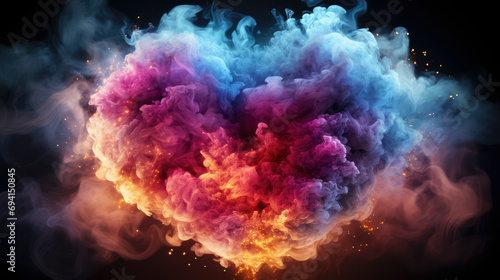 A Beautiful Heart-Shaped Cloud of Colored Smoke