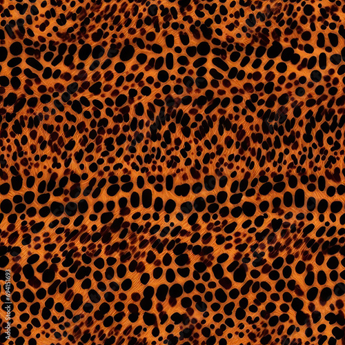 Animal skin patterned abstract background. Leopard fur textured background. Black, orange colors. Copy space