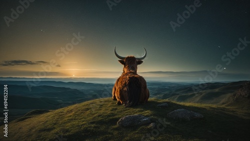 cow on the sunset
