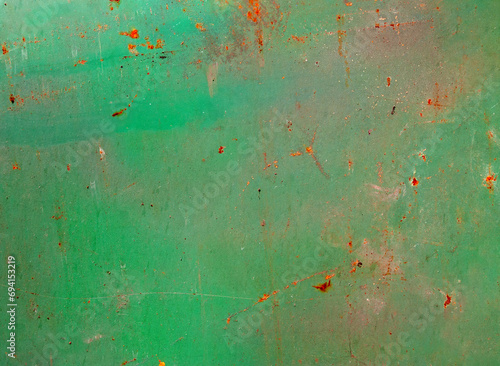 Old green paint rusty metal texture