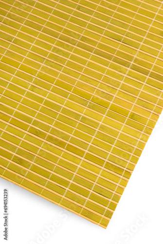 Part of green bamboo rug