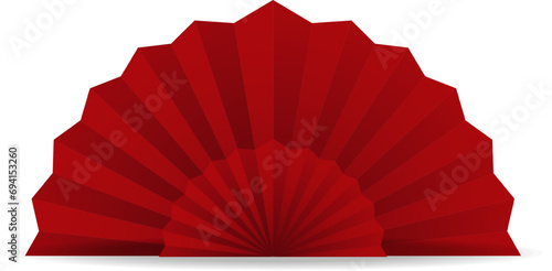 Red paper fan isolated on transparent background. Vector illustration. EPS 10 photo