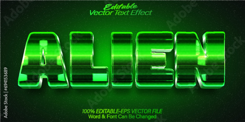 Alien Vector Text Effect Editable Alphabet Space Ufo Green Galaxy