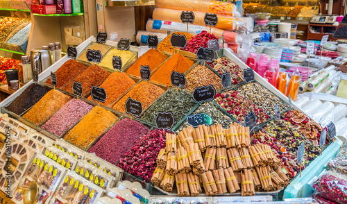 Egyptian Spice Market and Side Street Markets in Istanbul, Turkey. photo